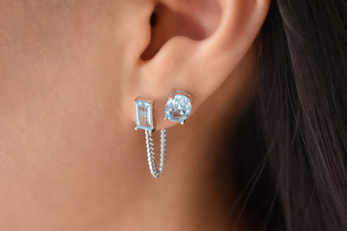 Divya दिव्या | Blauer Topas | Ohrstecker | Silber | Rhodiniert